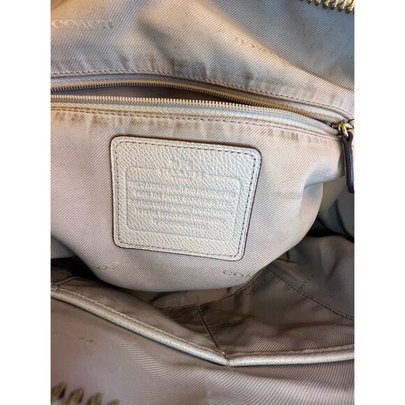 Coach Beige Crossgrain Leather Street Prince Satchel Top Handles 14 in X 11 in - Picture 13 of 14